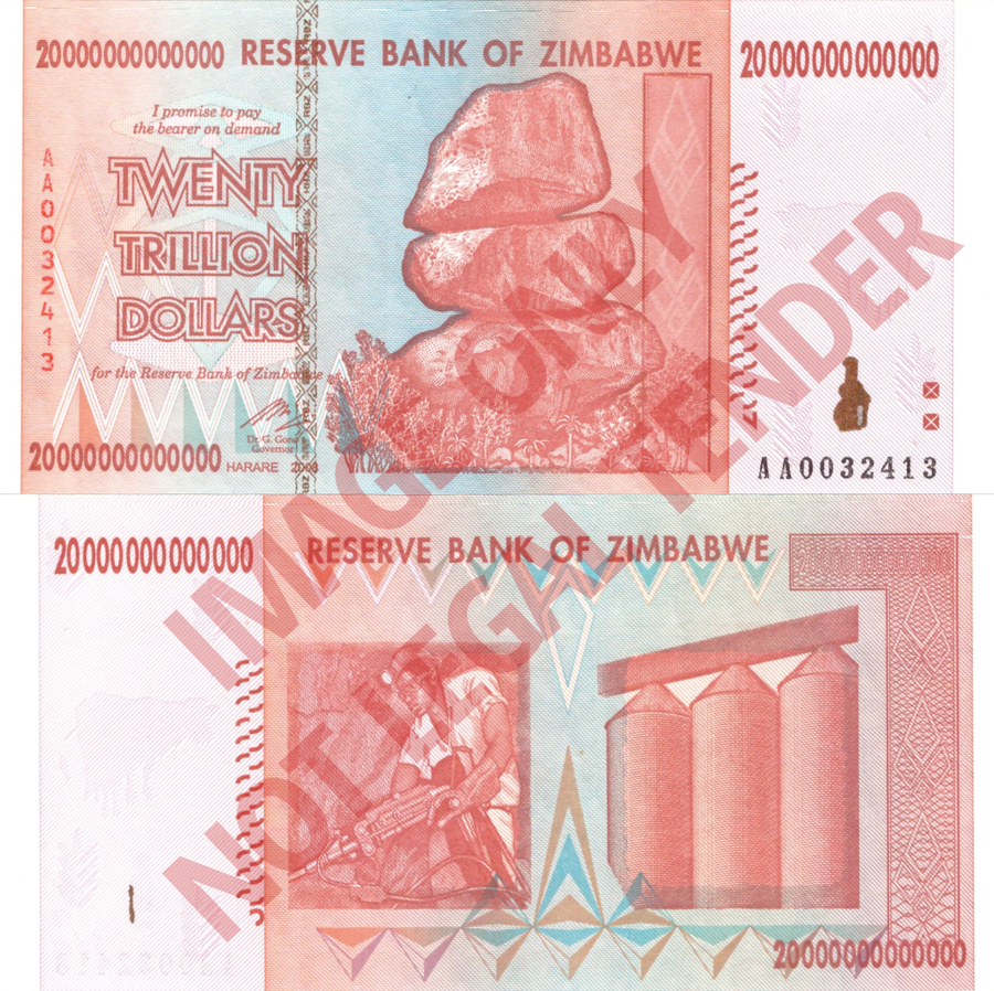 Zimbabwe Z$20 Trillion 2008 Banknote [AA0032413]